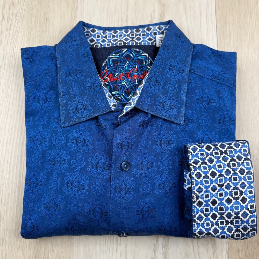 Robert Graham Blue Cotton Paisley Western Logo Classic Fit Long Sleeve Shirt 2XL